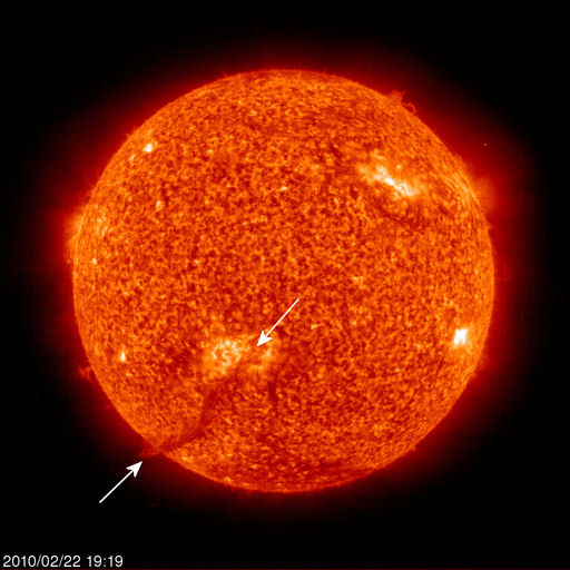 Sun, Large Prominence and Connected Filament by SOHO - spaceweather.com