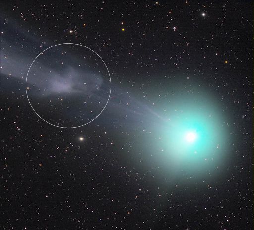 Italian photographer Rolando Ligustri used a remotely-controlled telecope in Spain to capture this 'plasma blob' billowing down the tail, away from the comet's core