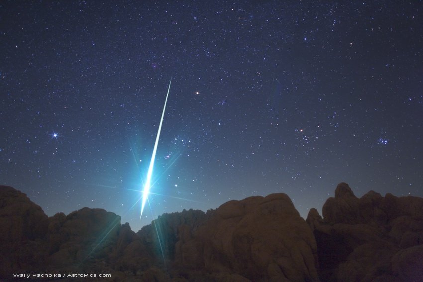 geminid over the mojave desert in 2009