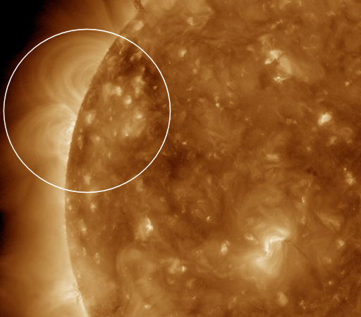 Approaching active sunspot region aiming Earth