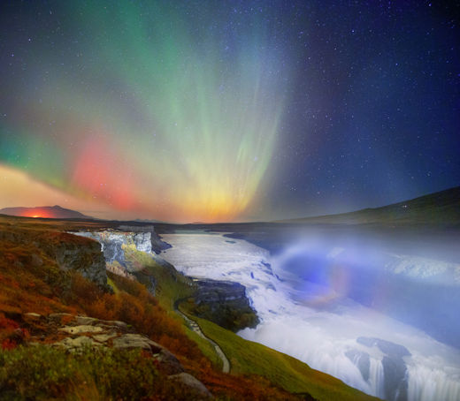 Aurores au-dessus de Gullfoss